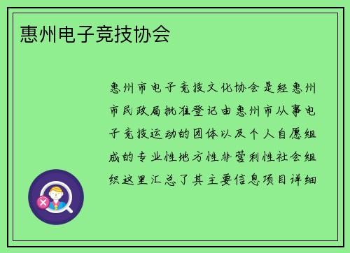 惠州电子竞技协会